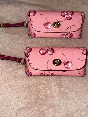 Pink Cherry Print Wristlet Wallet - Women Bags